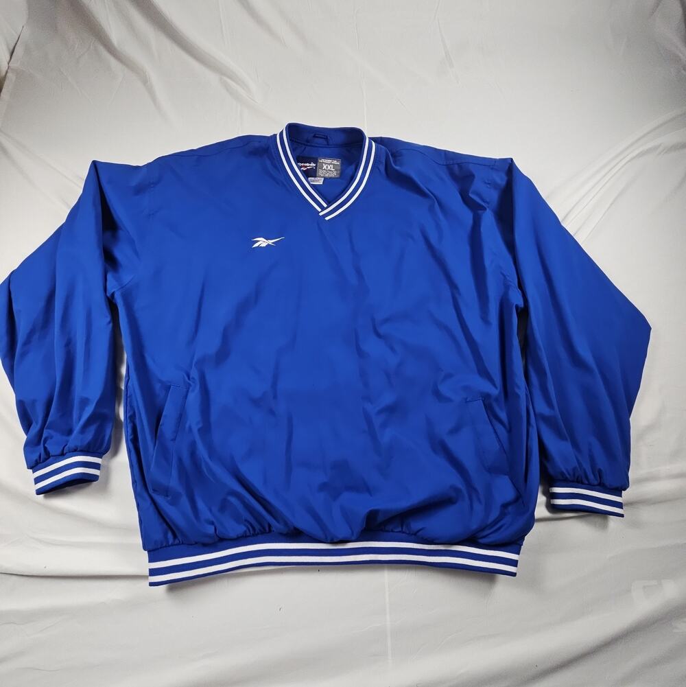 Retro Mens XXL Royal Blue Pullover Windbreaker Athletic Jacket by Reebok